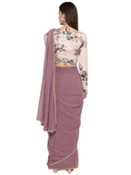 Ahalyaa Women's Mauve Butta Georgette Ready to Wear Saree | Grocsy