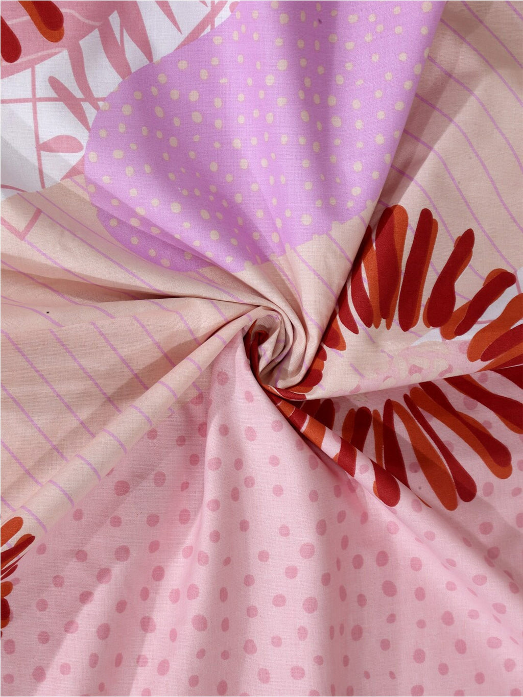 BOMBAY DYEING Serenita Pink Printed Cotton 144 TC Queen Bedsheet with 2 Pillow Covers | Grocsy