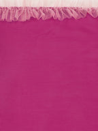 Sangria Magenta Solid Poly Georgette Ruffled Saree | Grocsy
