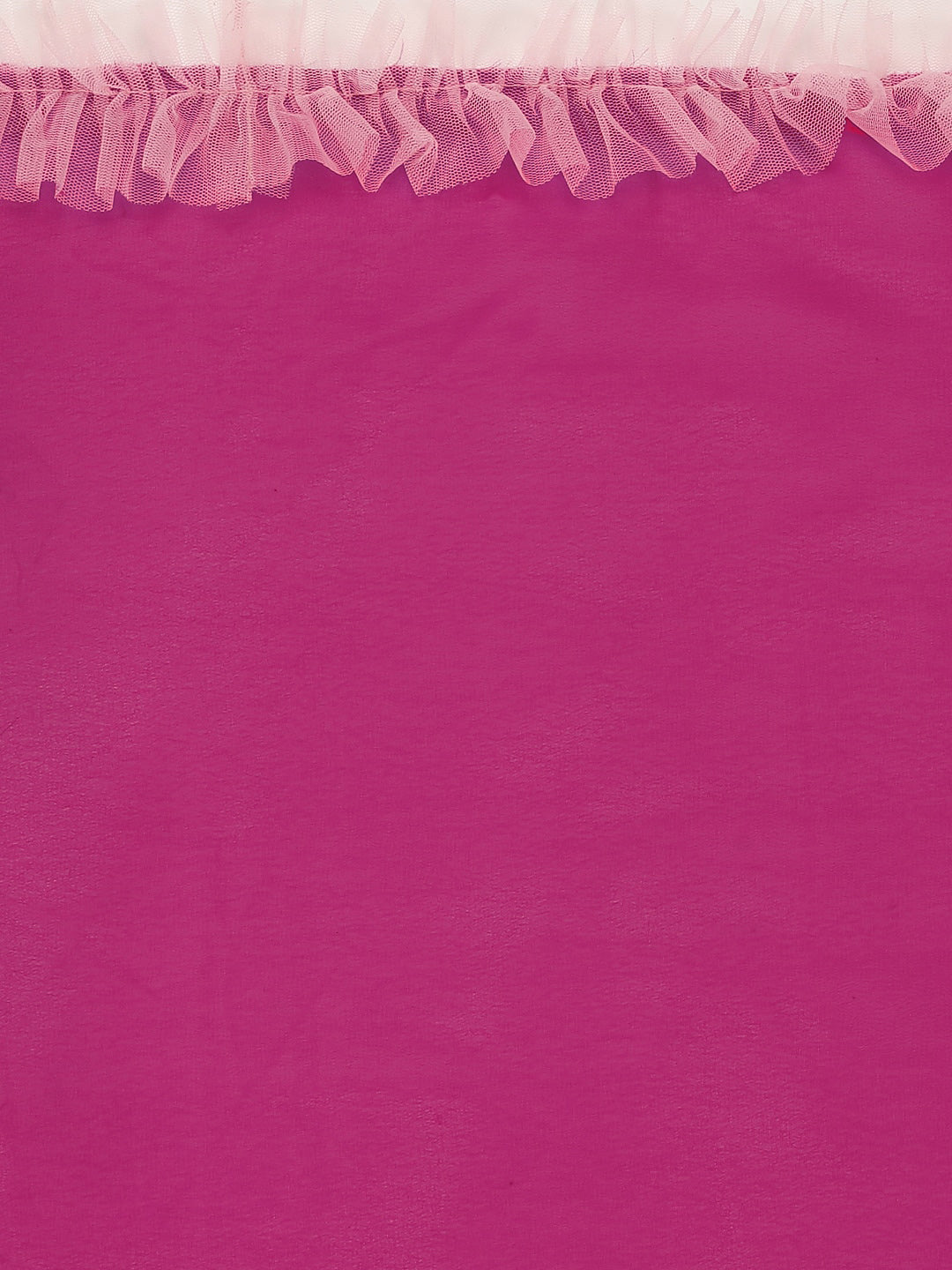 Sangria Magenta Solid Poly Georgette Ruffled Saree | Grocsy