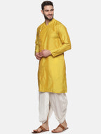 Sethukrishna Men Yellow Angrakha Top with Dhoti Pants | Grocsy
