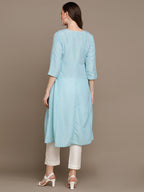 HERE&NOW Embroidered Mirror Work A-Line Kurta | Grocsy