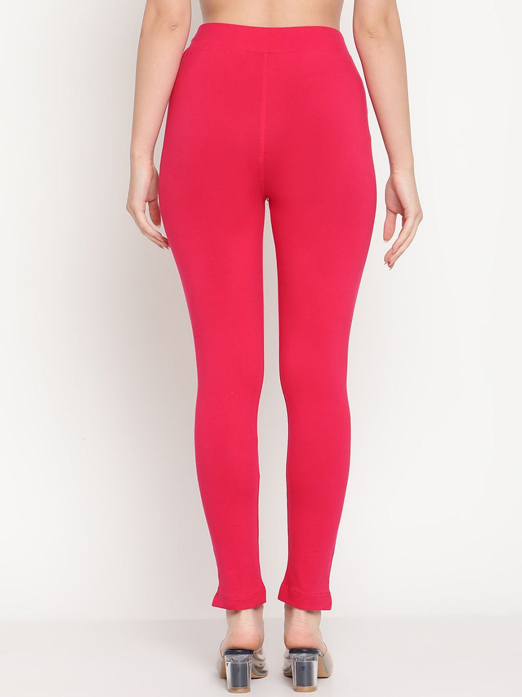 TAG 7 Women Pack Of 2 Olive and Pink Solid Comfort Fit Ankle-Length Leggings | Grocsy