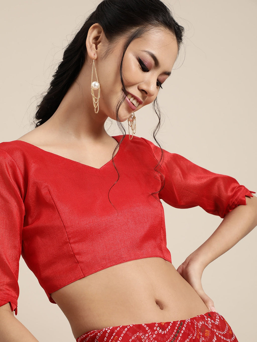 Saree Mall Geometric Poly Chiffon Saree with Printed border | Grocsy