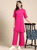 Sangria Women Pure Cotton Kurta with Palazzos | Grocsy
