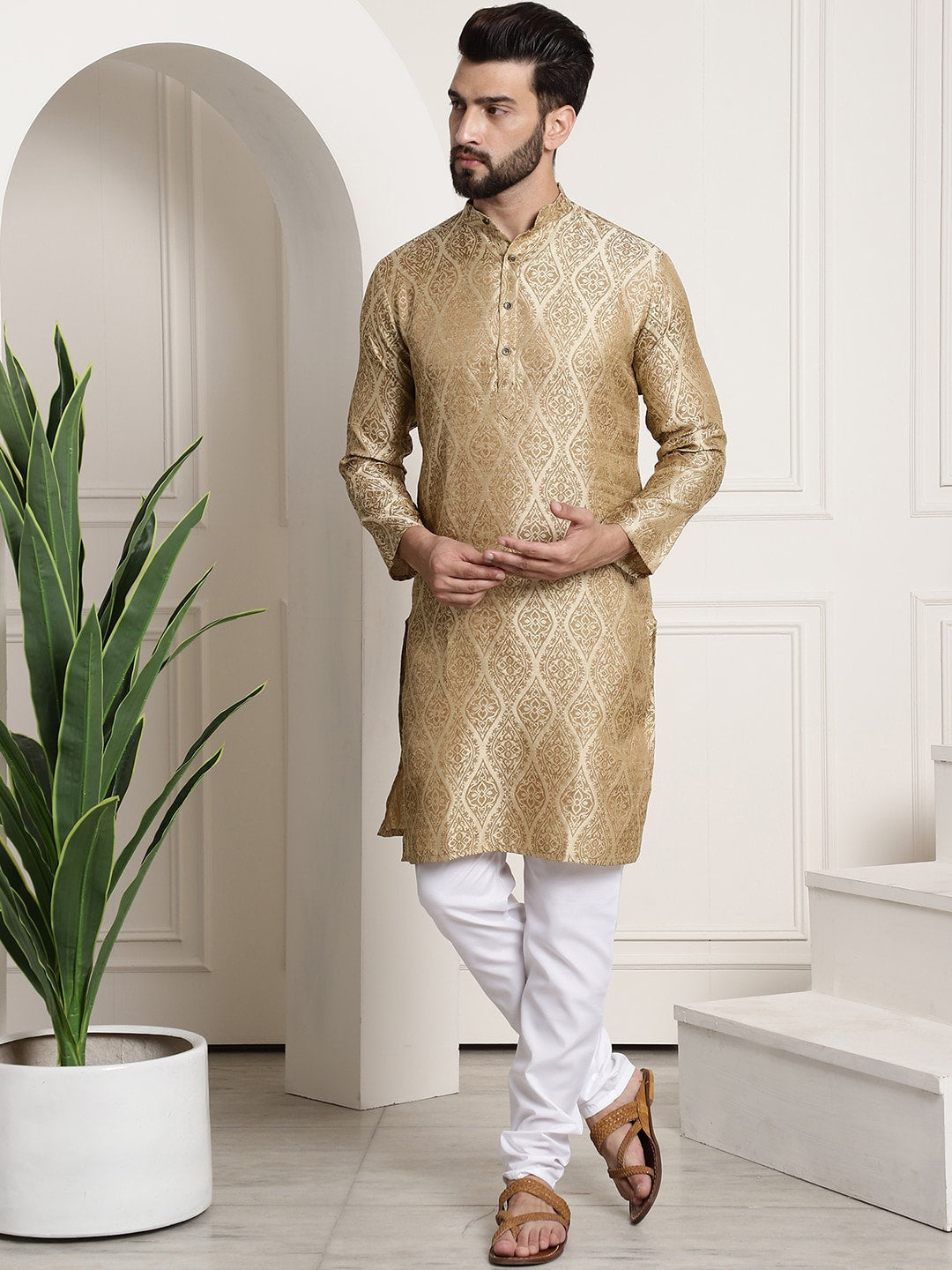 Sojanya Ethnic Motifs Woven Design Regular Kurta With Churidar | Grocsy