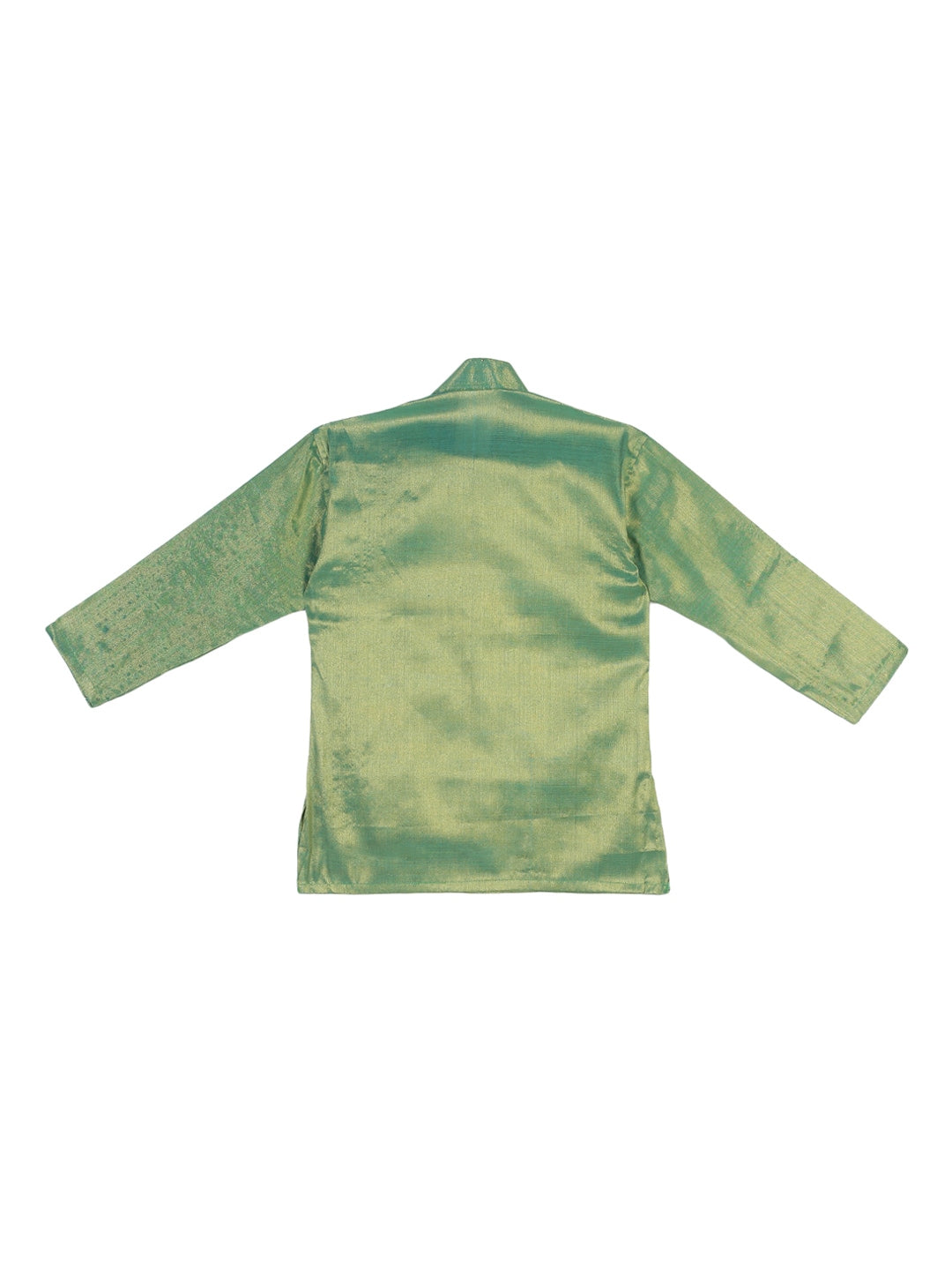 Sethukrishna Boys Green & Cream-Coloured Solid Kurta with Pyjamas | Grocsy
