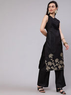 Aks Floral Embroidered Thread Work Straight Kurta With Palazzos | Grocsy