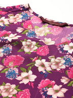 Sangria Women Floral Printed A-Line Sleeveless Kurta | Grocsy