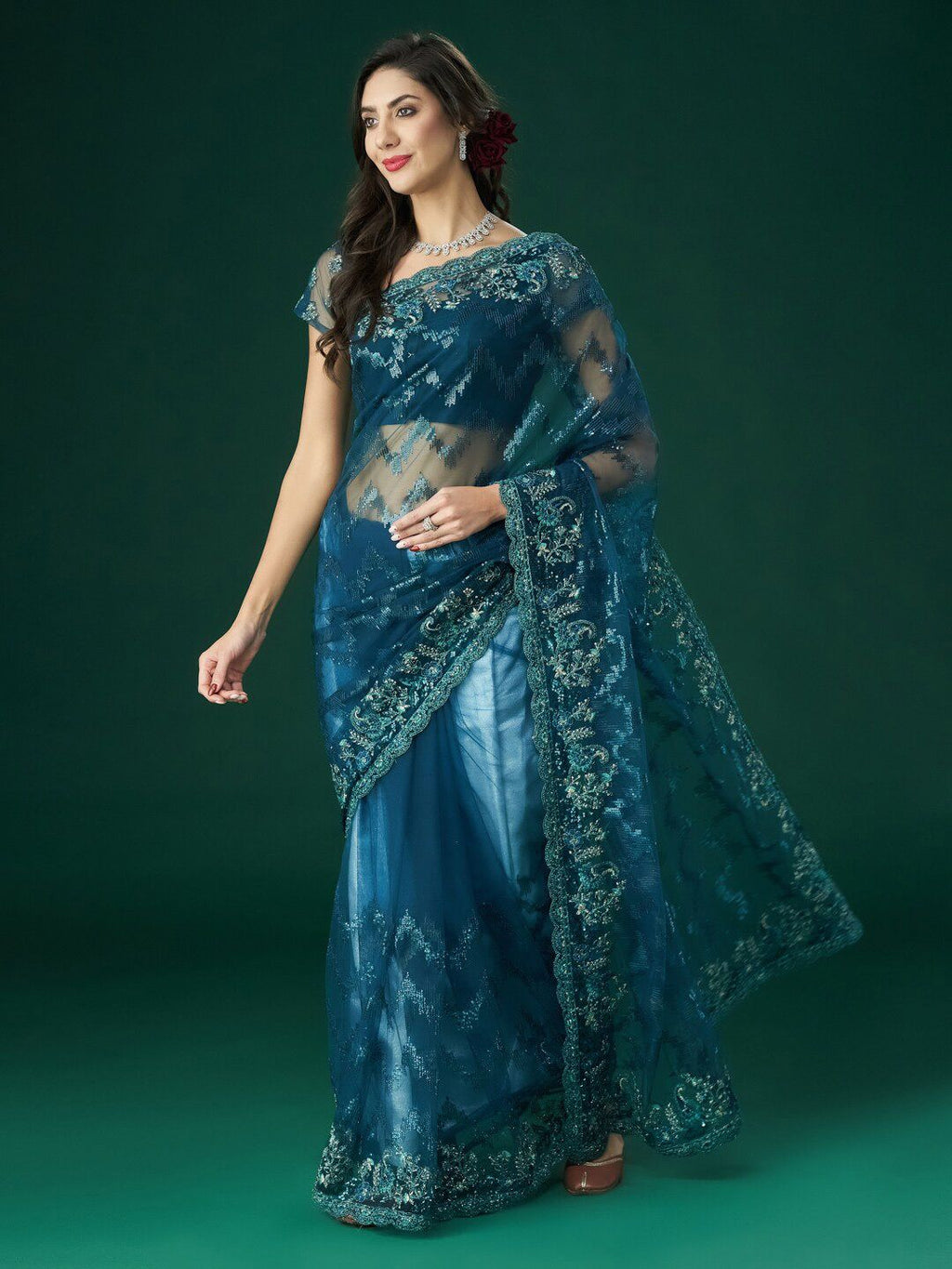 kasee Embellished Zari Sequinned Saree | Grocsy