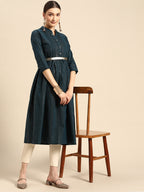 Sangria Women Navy Blue Striped Kurta | Grocsy