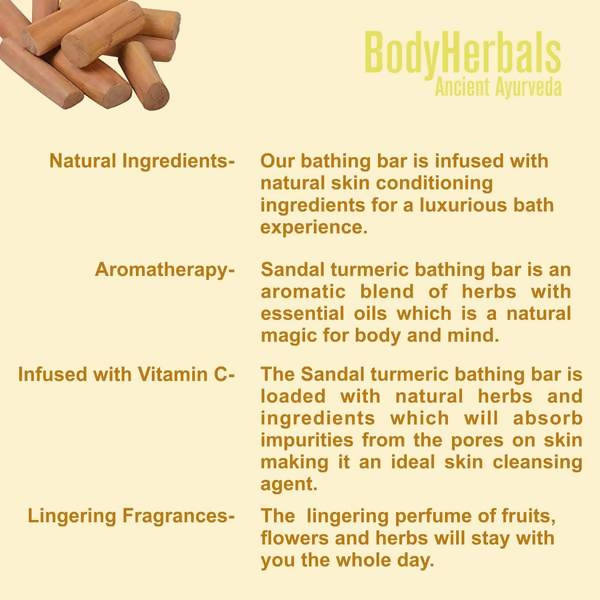 Bodyherbals Glow, Sandal & Turmeric Bathing Bar | Grocsy