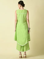 Myshka Women's Green Embroidered Kurta With Palazzo | Grocsy