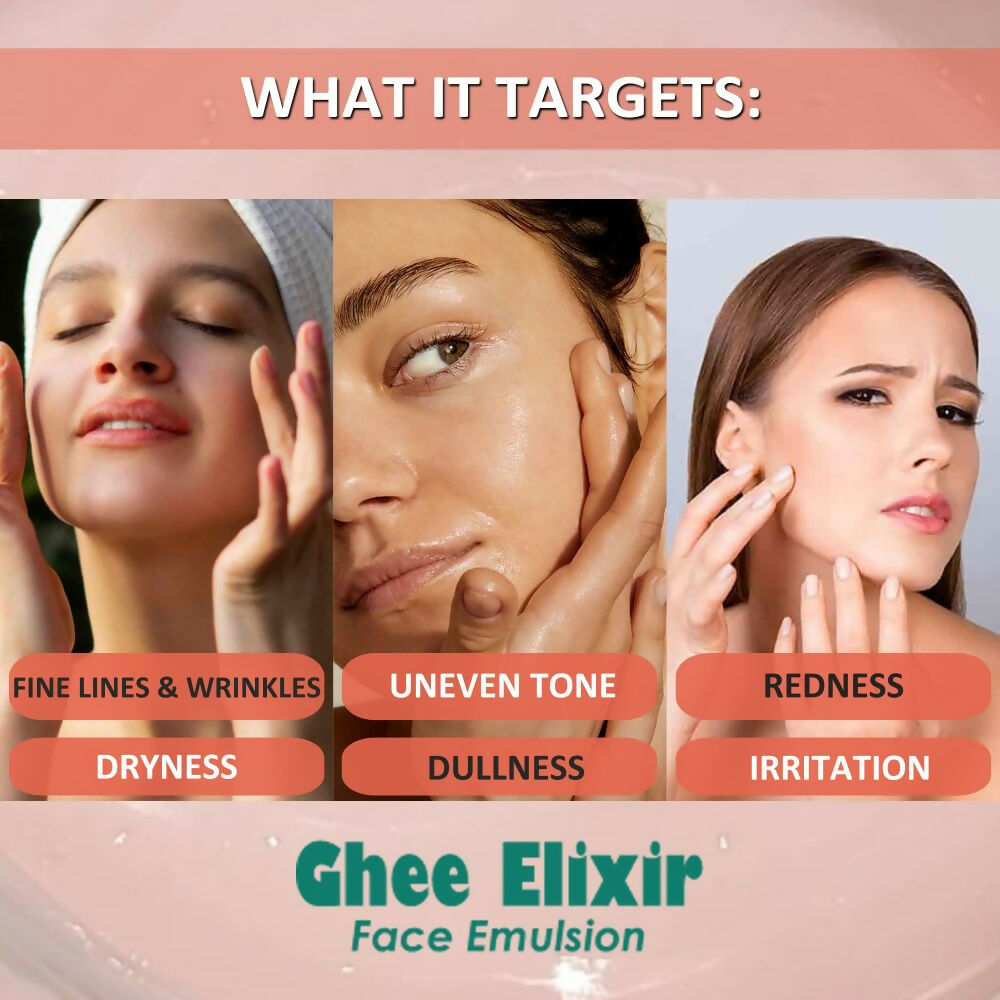 Beauty Secrets Ghee Elixir Ayurvedic Night Cream for Face infused with Collagen | Repair, Restore and Revive Naturally | Anti Aging Moisturizer | Grocsy