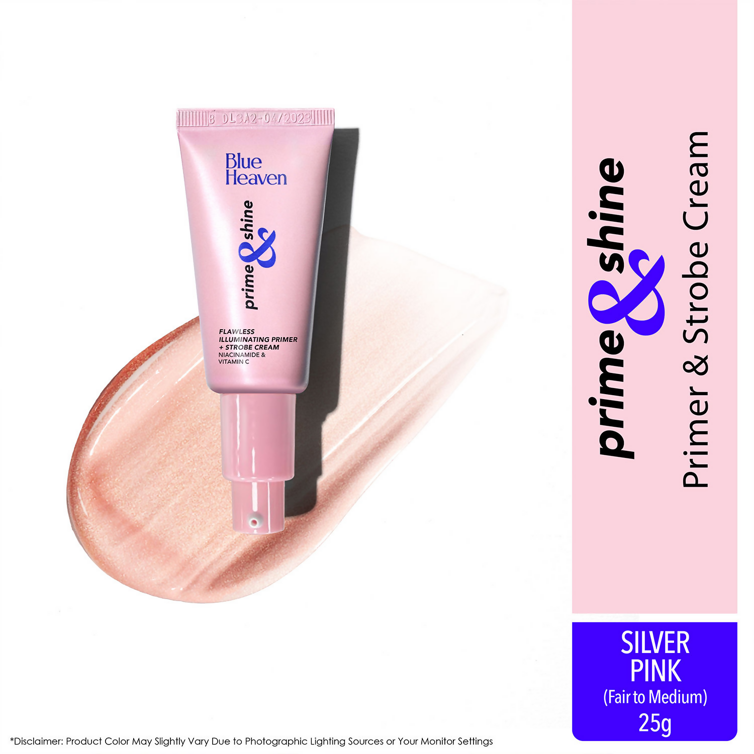 Blue Heaven Prime & Shine Flawless lluminating Primer & Strobe Cream - Silver Pink | Grocsy