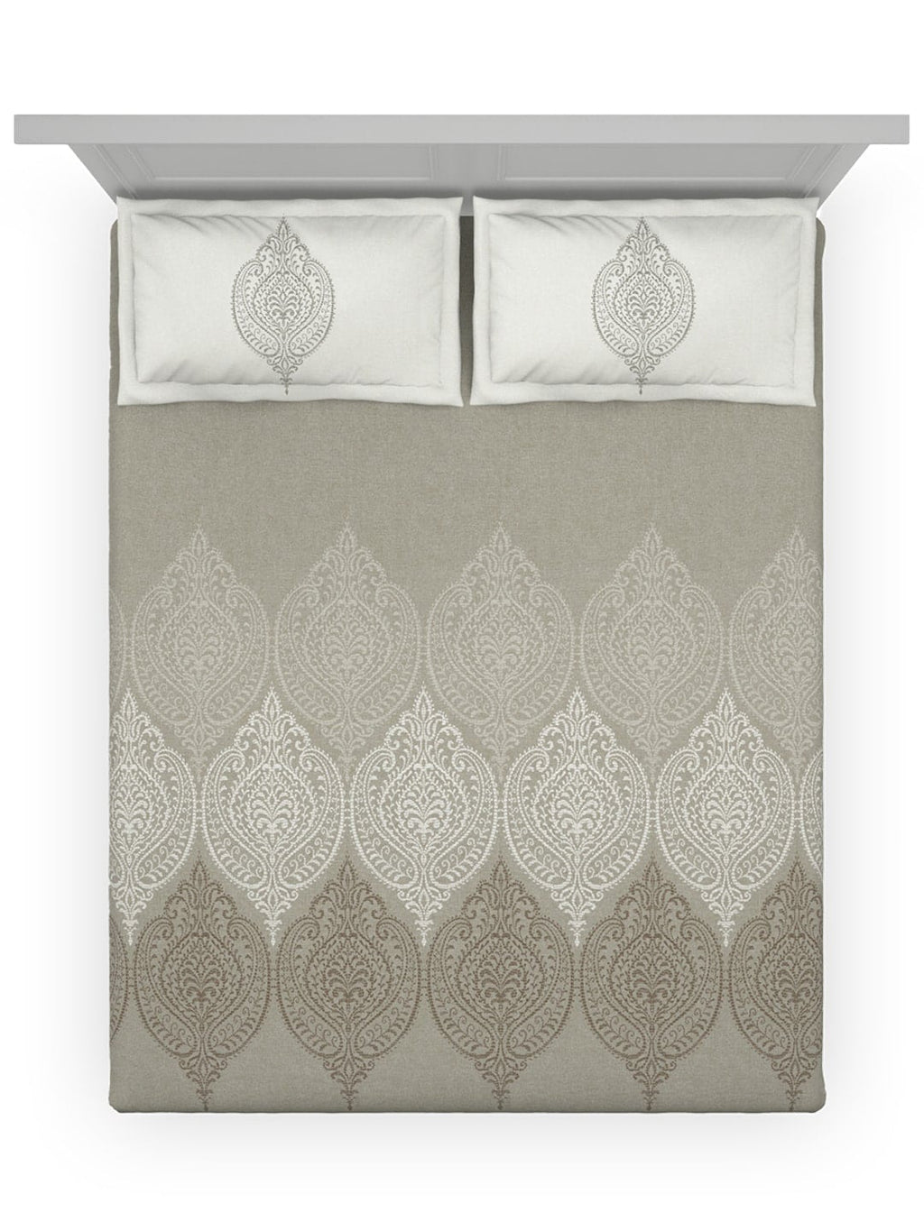 DDecor Grey & White Ethnic Motifs Cotton 140 TC Queen Bedsheet With 2 Pillow Covers | Grocsy