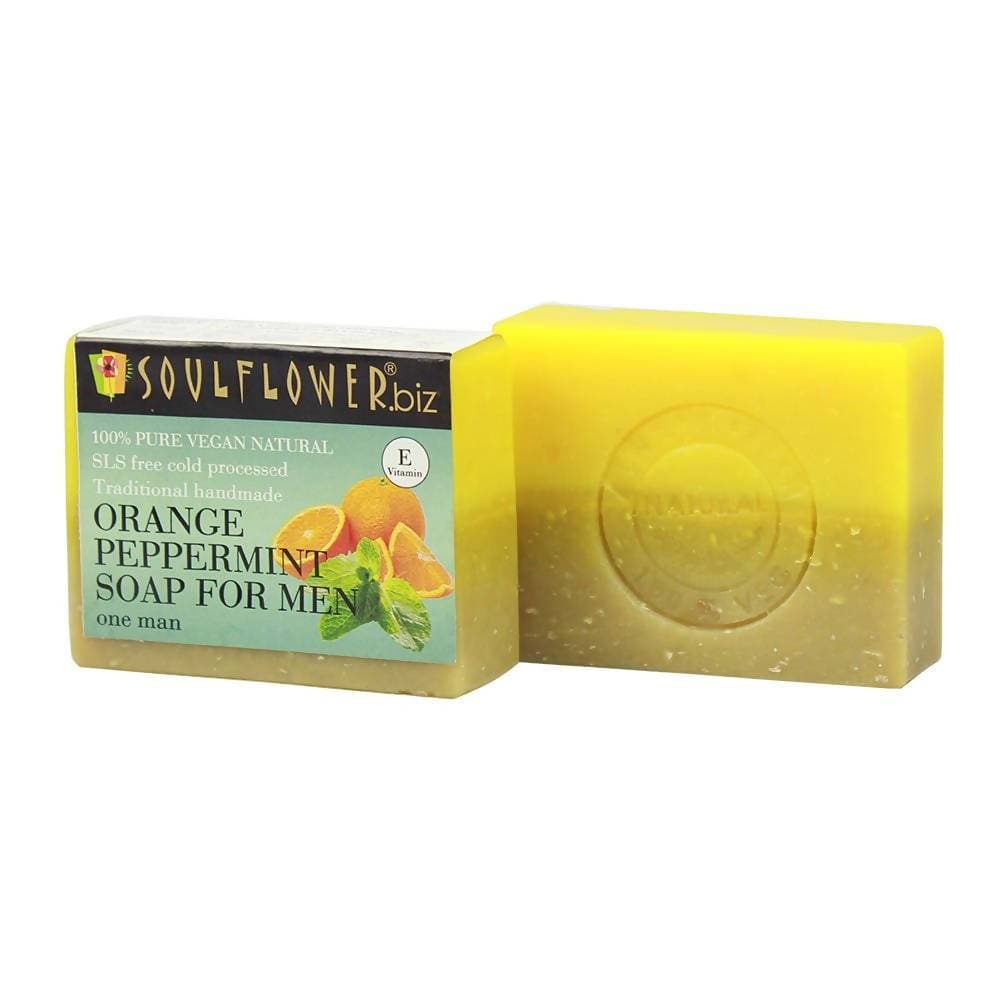 Soulflower Orange Peppermint Handmade Soap For Men | Grocsy
