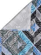 BOMBAY DYEING Epigram Blue & Grey Ethnic Cotton 120 TC Queen Bedsheet With 2 Pillow Covers | Grocsy
