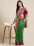 Saree Mall Green & Fuchsia Bandhani Silk Blend Bandhani Sarees | Grocsy