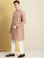 House of Pataudi Men Jashn Ethnic Motifs Embroidered Sequinned Kurta with Pyjamas | Grocsy