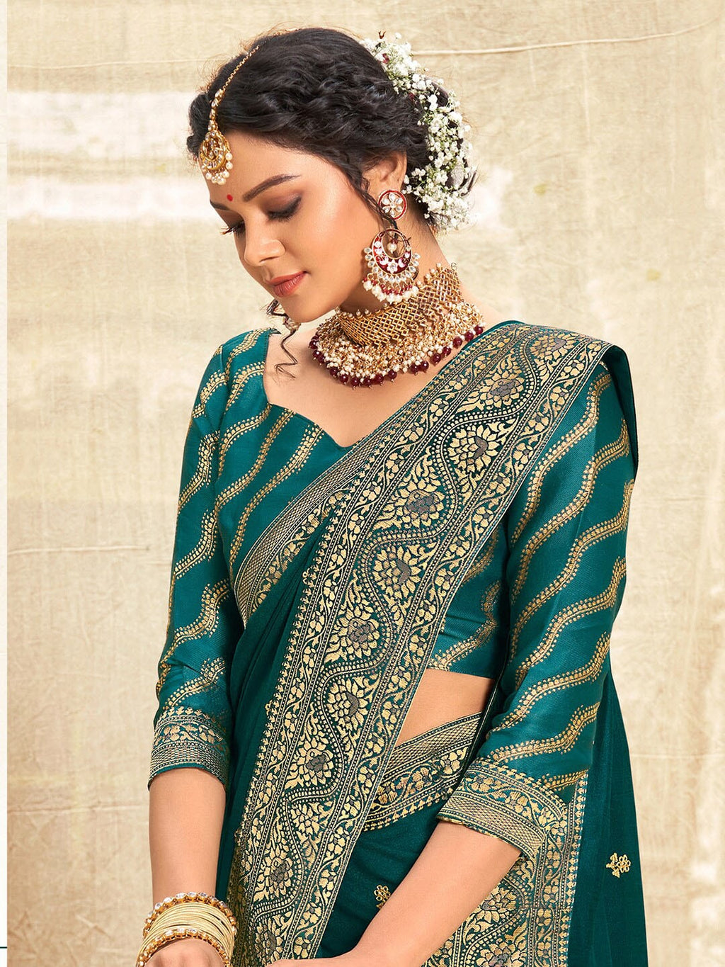 Saree Mall Ethnic Motifs Woven Design Zari Sarees | Grocsy
