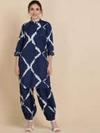 Sangria Women Navy Blue Pure Cotton Kurta with Salwar | Grocsy