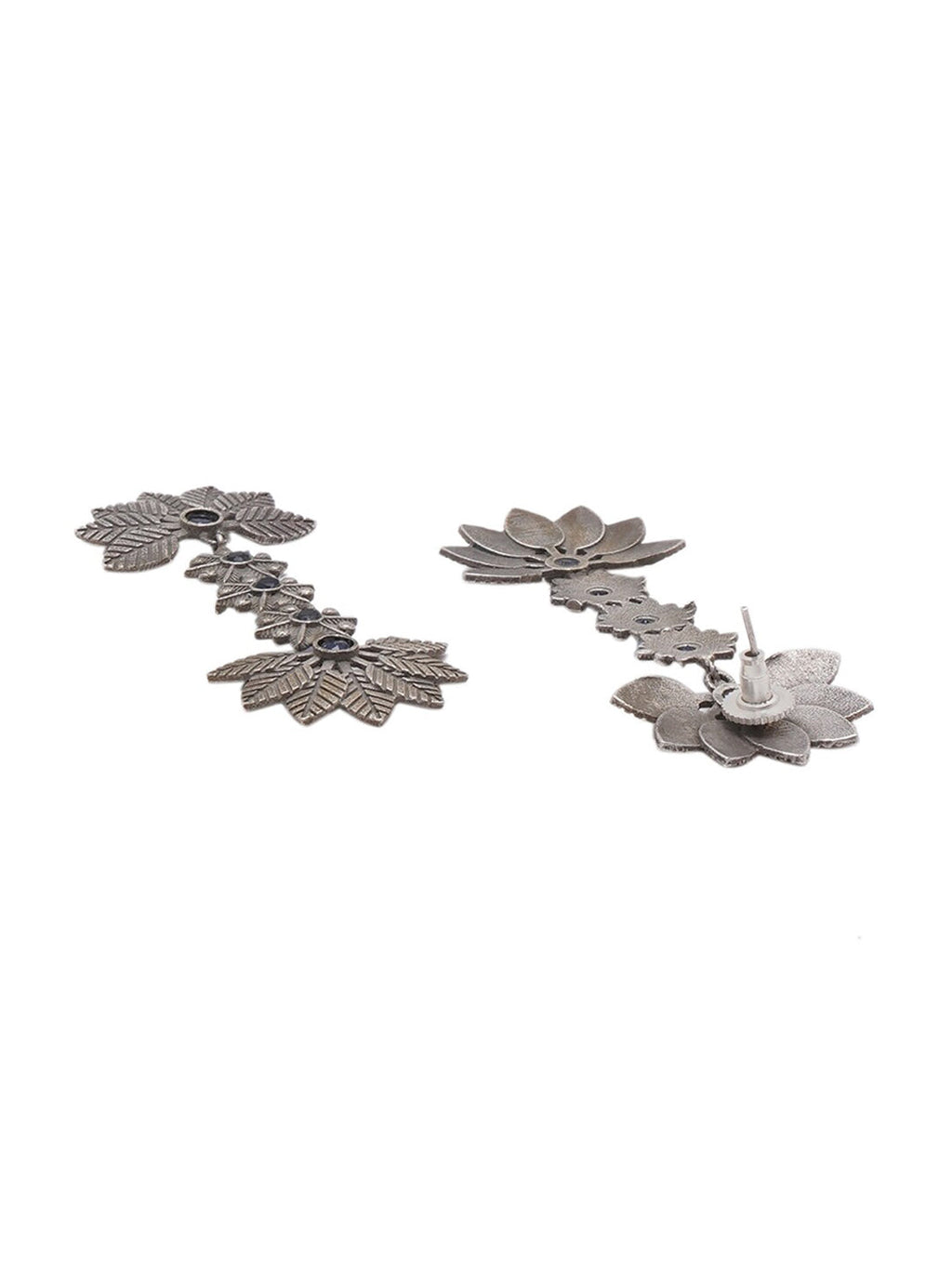 Shoshaa Silver-Toned Contemporary Drop Earrings | Grocsy