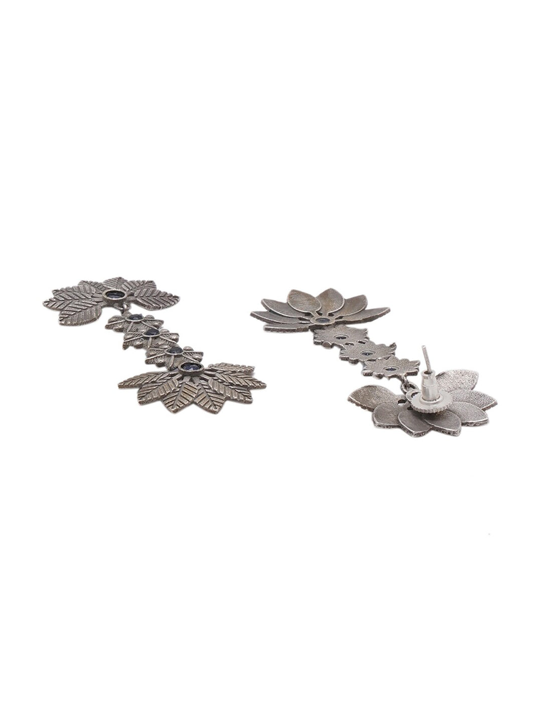 Shoshaa Silver-Toned Contemporary Drop Earrings | Grocsy