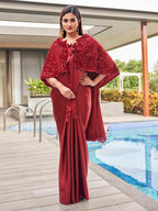 Tikhi Imli Party Satin Saree With Sequined Cape | Grocsy
