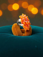Inhanns Rang-E-Roshan Adjustable Ring – Handmade Crystal Statement Ring - Orange | Grocsy