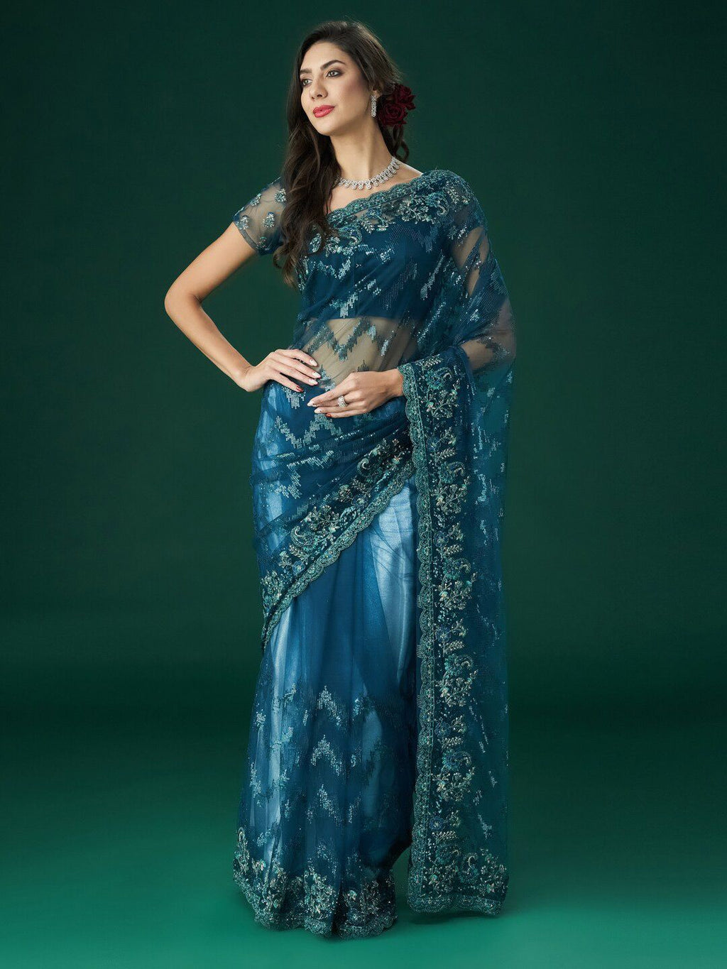 kasee Embellished Zari Sequinned Saree | Grocsy