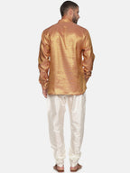 Sethukrishna Men Gold-Toned Self Design Kurta with Churidar | Grocsy