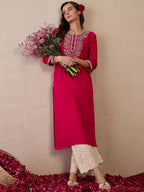 Indo Era Women Floral Embroidered Thread Work Kurta | Grocsy