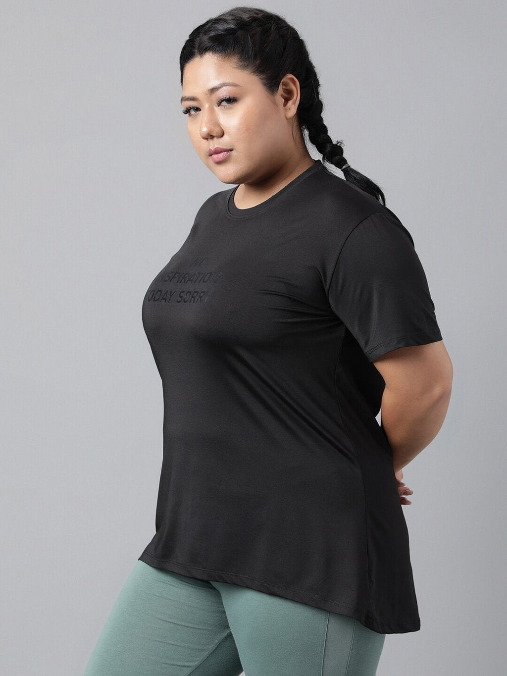 MKH Plus Size Typography Printed Dri-FIT Relaxed Fit Drop-Shoulder Sleeves Gym T-shirt | Grocsy