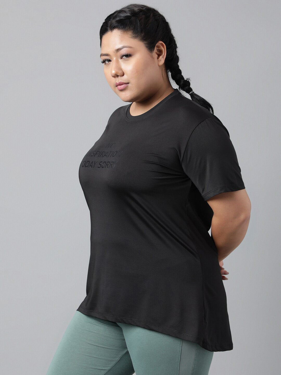 MKH Plus Size Typography Printed Dri-FIT Relaxed Fit Drop-Shoulder Sleeves Gym T-shirt | Grocsy