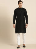 Sojanya Men Black Solid Straight Kurta | Grocsy