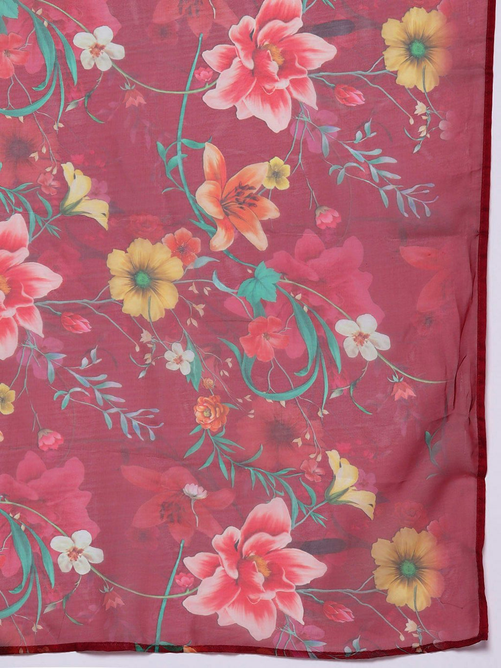 Indo Era Women Floral Yoke Design Panelled Thread Work Kurta with Trousers & Dupatta | Grocsy