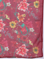 Indo Era Women Floral Yoke Design Panelled Thread Work Kurta with Trousers & Dupatta | Grocsy