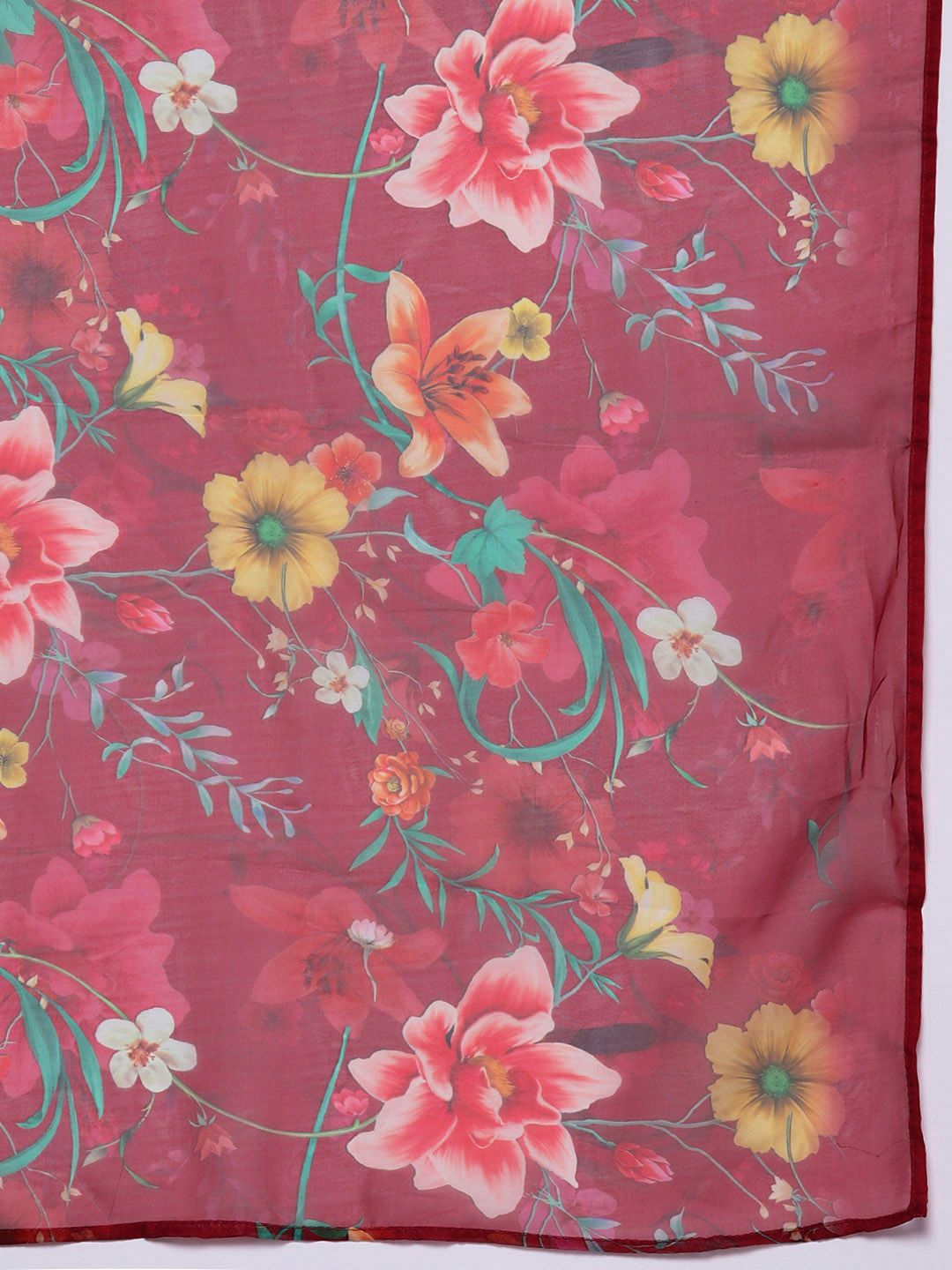 Indo Era Women Floral Yoke Design Panelled Thread Work Kurta with Trousers & Dupatta | Grocsy
