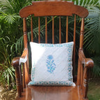 The Decor Nook Blue Dahlia Print Cushion Cover | Grocsy