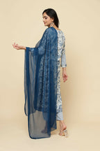 Designer Stylish White Keri cotton Stitched Suit With Dupatta - Tanisha | Grocsy