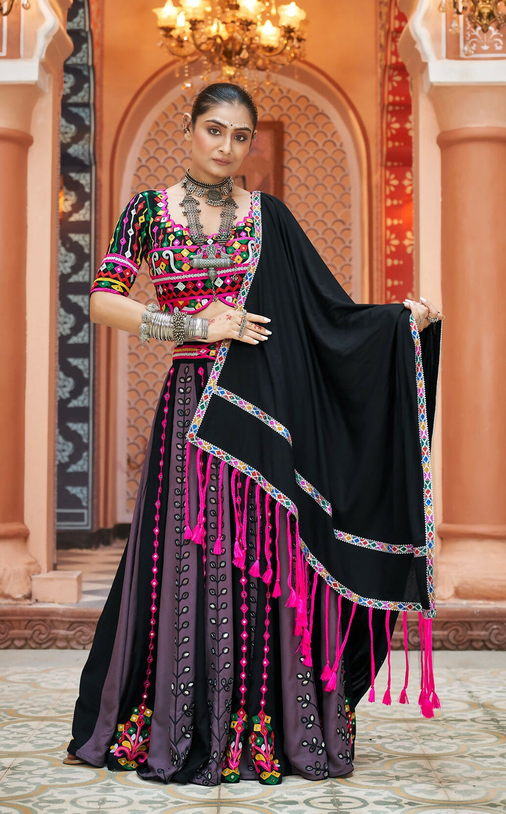AI Fashion Multi Color Viscose Rayon Designer Navratri Lehenga Choli Collection | Grocsy