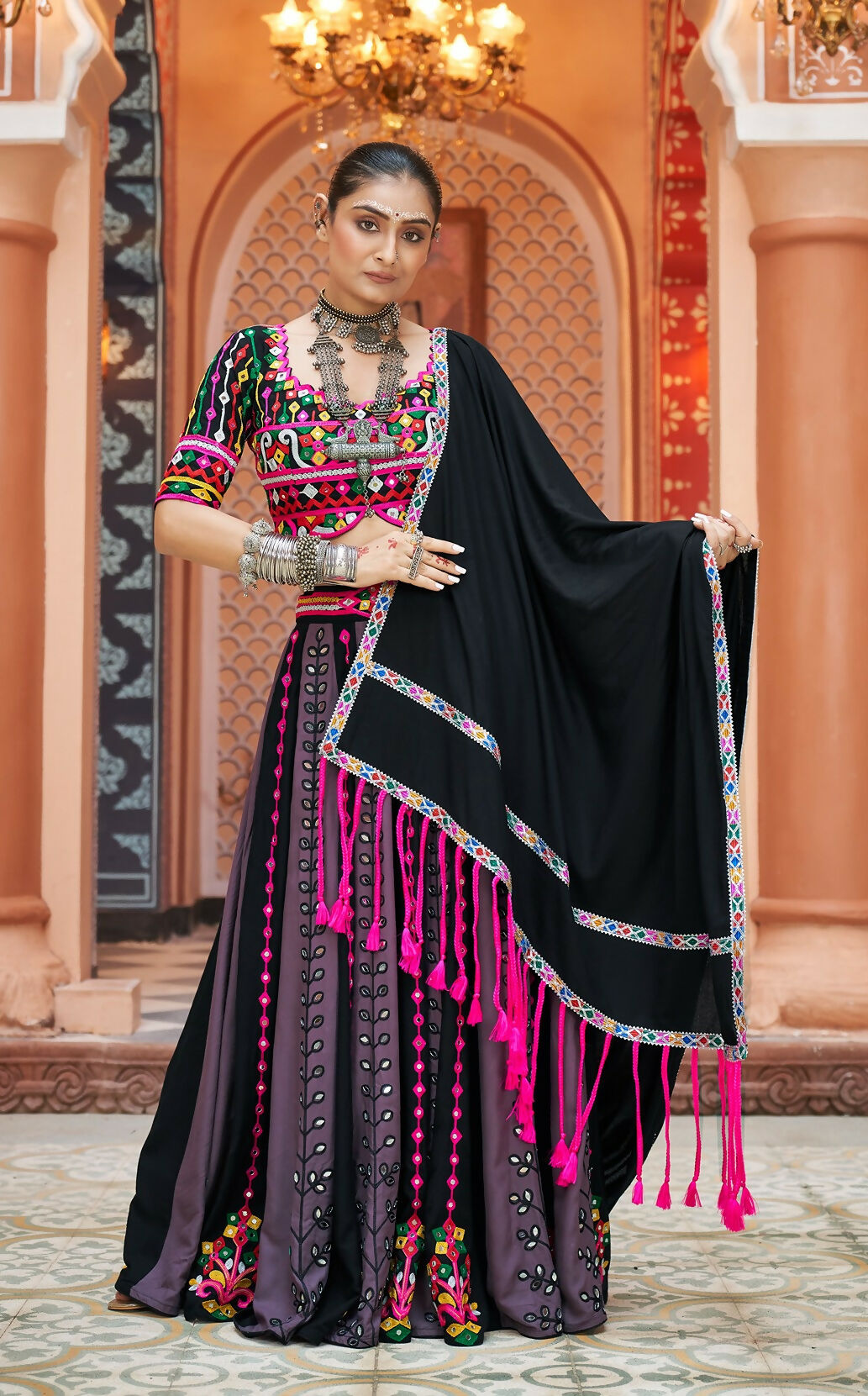 AI Fashion Multi Color Viscose Rayon Designer Navratri Lehenga Choli Collection | Grocsy