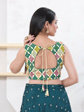 Joban Fashion Green Bandhani Sleeveless Back Open Blouse | Grocsy