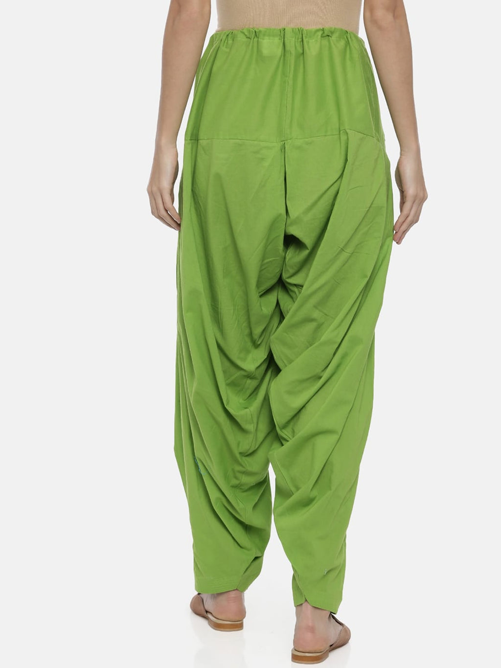 Souchii Lime Green Solid Loose-Fit Patiala | Grocsy