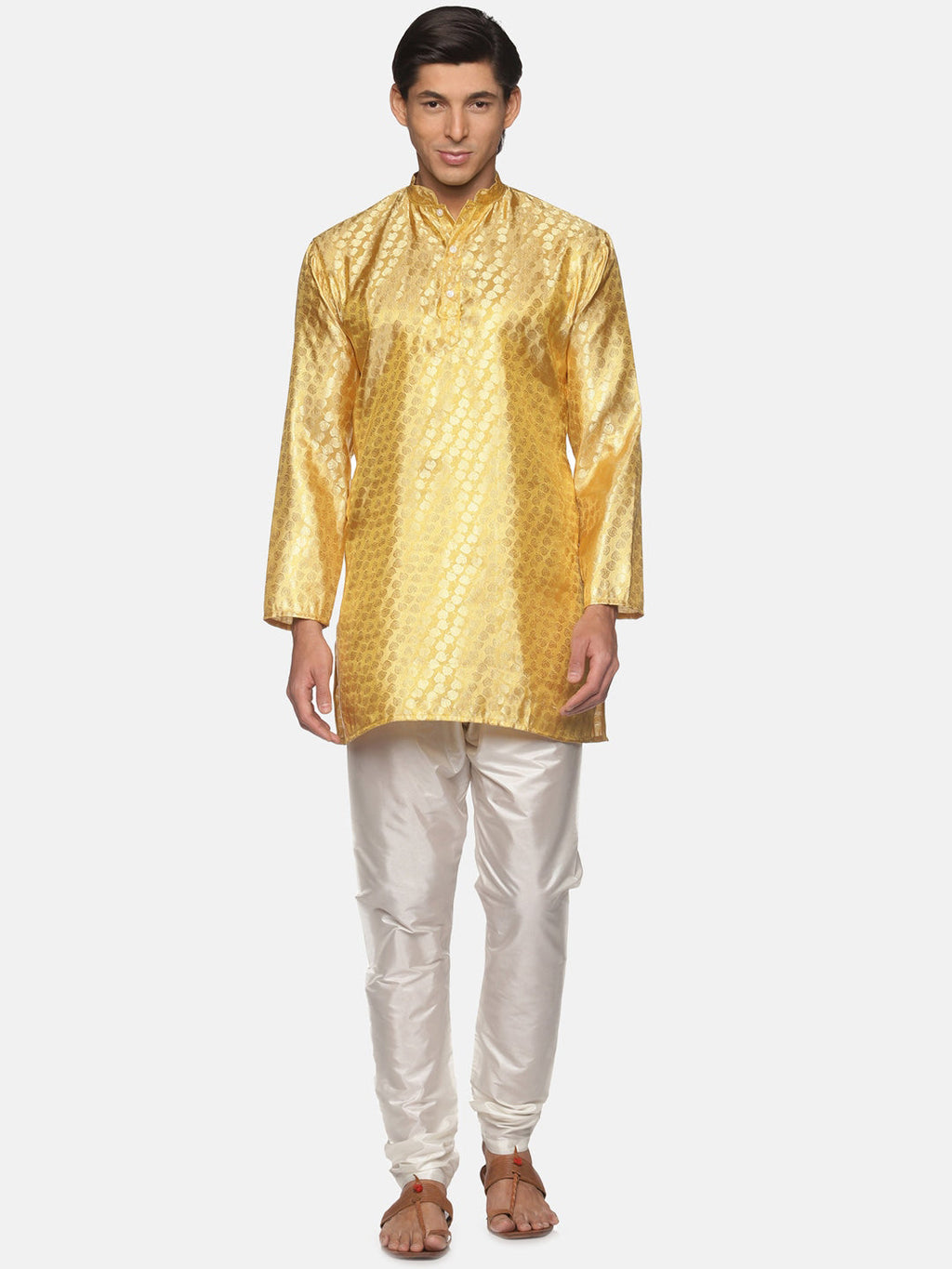Sethukrishna Gold-Toned Kurta with Pyjamas For Men | Grocsy
