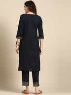 Sangria Women Ethnic Motifs Yoke Design Regular Pure Cotton Kurta with Trousers | Grocsy