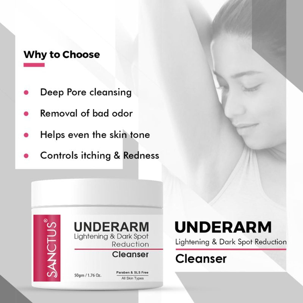 SANCTUS Underarm Lightening & Dark Spot Reduction Cleanser | Grocsy