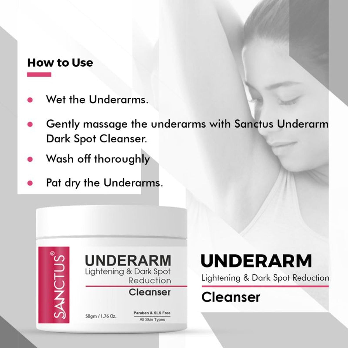 SANCTUS Underarm Lightening & Dark Spot Reduction Cleanser | Grocsy