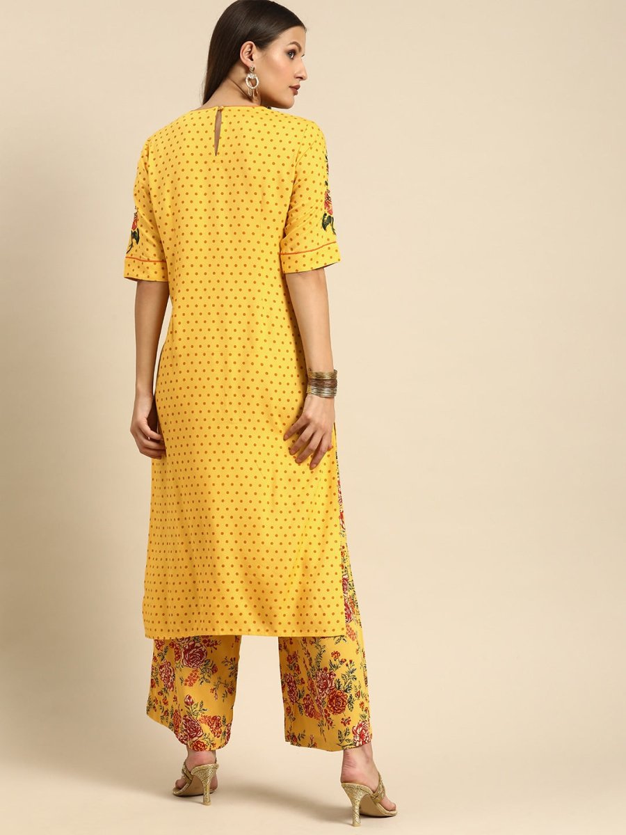 All About You Women Yellow Printed Kurta with Palazzos | Grocsy